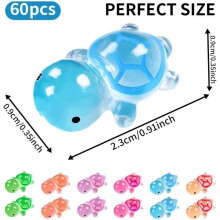 Set van 60 kleine lichtgevende schildpadjes, 6 kleuren, mini-schildpadjes van hars, die oplichten in het donker, voor poppenhuis en