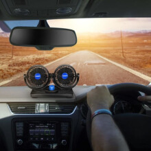 12 V:n 360 pyörivä auton jäähdytystuuletin, jossa säädettävä nopeus ja kaksoispää ajoneuvoihin