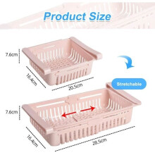 XCOZU Set of 4 Retractable Drawer Organizers for Refrigerator, Storage Box Organizer for Fridge