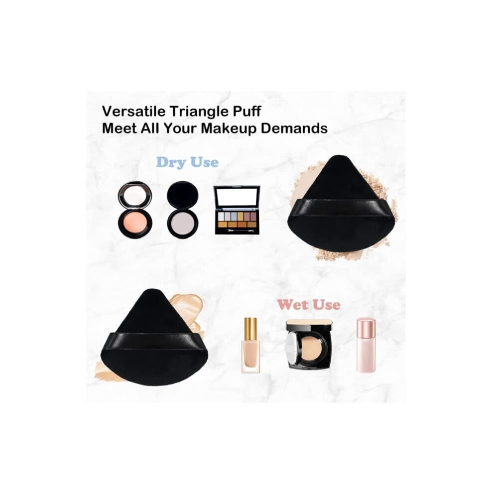 Aihontai Black 10 Pieces Loose Powder Makeup Puff, Soft Cotton Triangle Makeup Sponge, Powder Puff, For (Black)