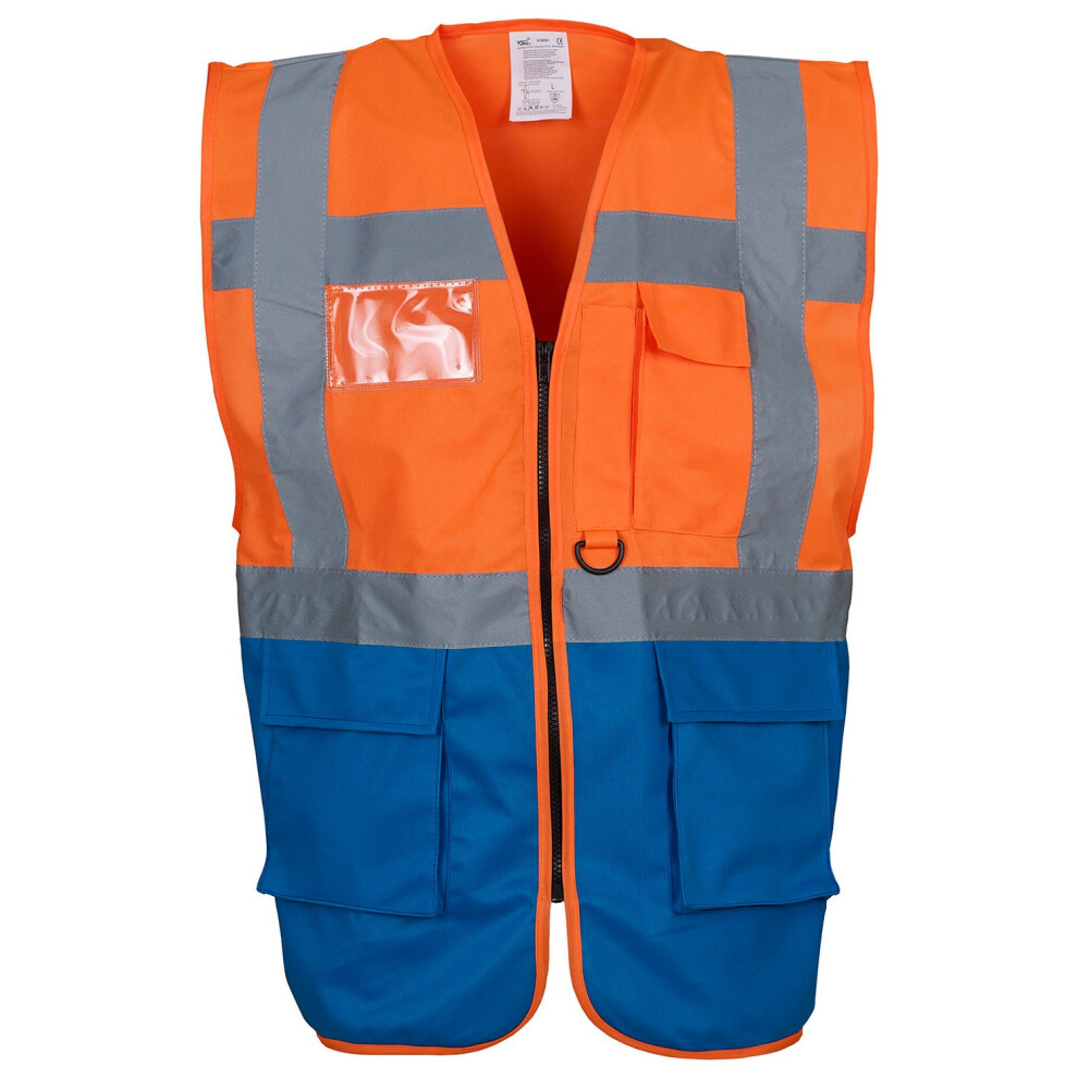 (3Xl, Orange/Royal Blue) Yoko Unisex Adult Executive Hi-Vis Waistcoat 5063527725455