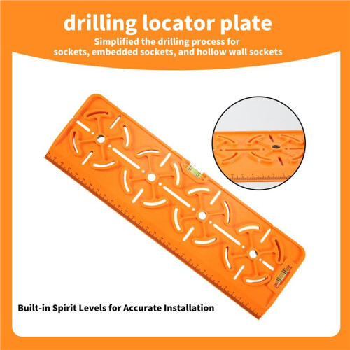 Drilling Template with Spirit Level and 30 cm Ruler - for Sockets/Flush-Mounted Boxes- Electrical Installation, Drywall 1