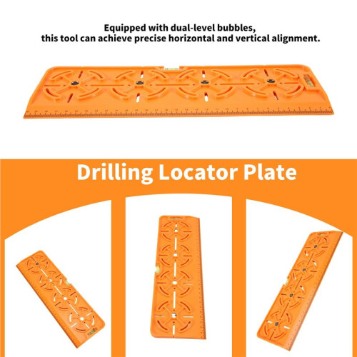 Drilling Template with Spirit Level and 30 cm Ruler - for Sockets/Flush-Mounted Boxes- Electrical Installation, Drywall 2