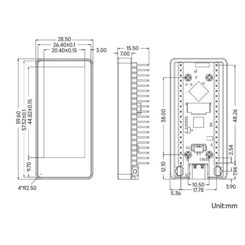 Tela de Exibição AMOLED ESP32 S3 de 1,91 Polegadas com WIFI/BTL PSRAM para  LVGL com Porta /Sensor QMI8658C de 6 Eixos, A 2