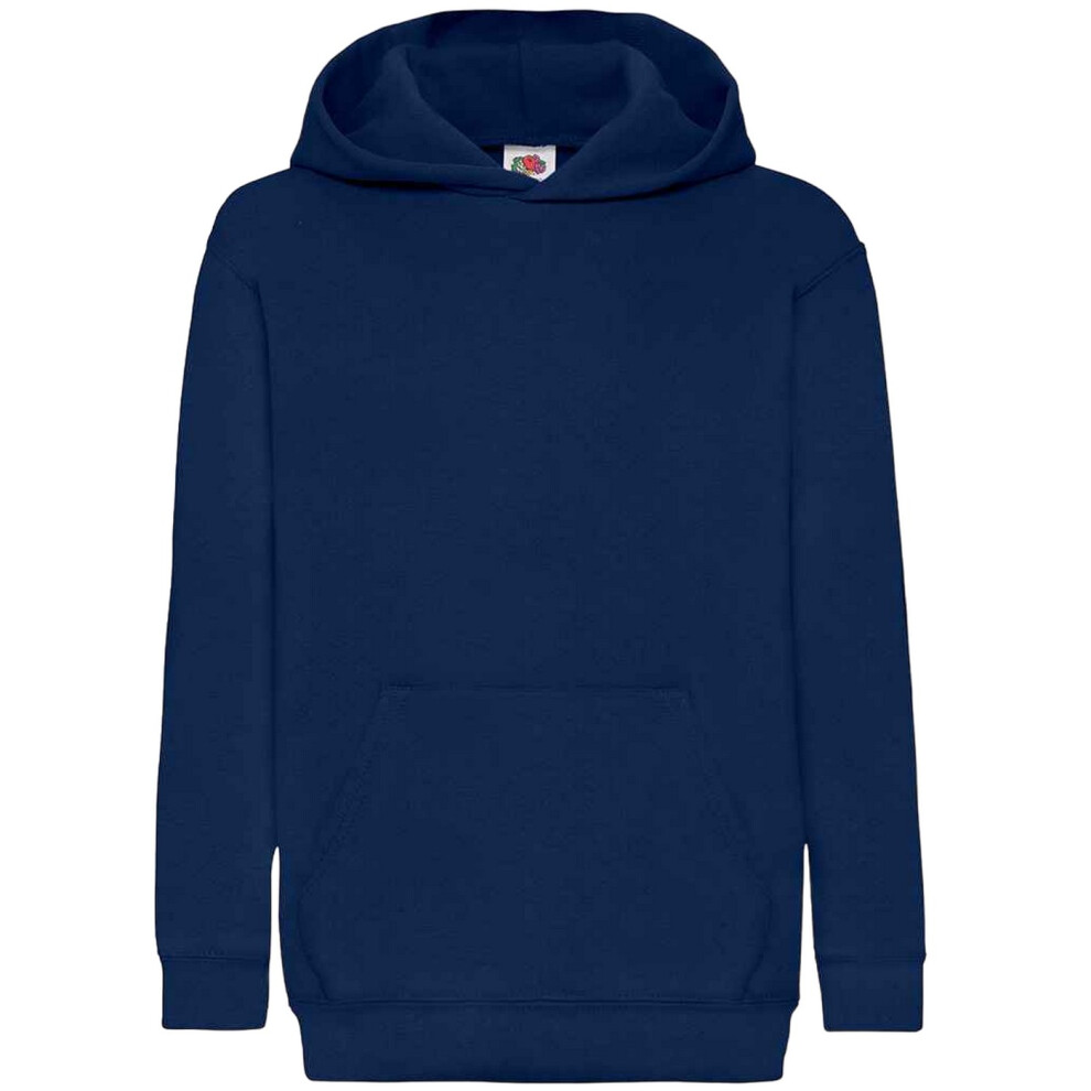 Fruit Of The Loom (14-15, Navy) Older Kids Unisex Classic 80/20 Hoodie Blue,Multicoloured