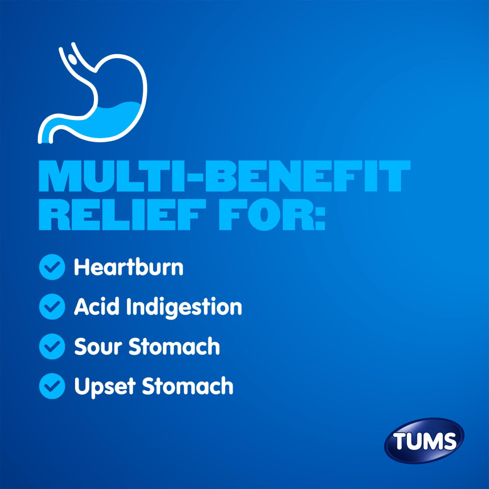 Tums Chewy Bites Antacid Tablets For Chewable Heartburn Relief And Acid Indigestion Relief, Assorted Berries - 60 Count
