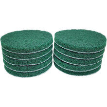 10 Pack 6 Inch Multipurpose Green Scrubber Scouring Pads for Automotive and Furniture Polishing