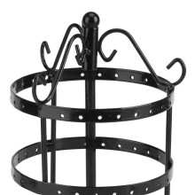 Jewelry Display Stand - AIZHIYUAN France - 3-Tier Jewelry Holder with 72 Rotating Holes - Metal - Black