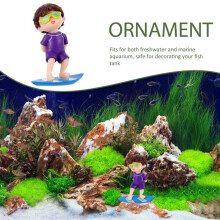 Drijvende aquariumdecoratie, cartoon, surferjongen, ornament, aquariuminrichting, surferjongen model