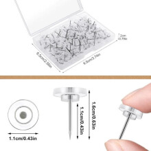 Transparante punaises - Niet gespecificeerd - 16 mm - 100 stuks - Kunststof en staal - Effectieve bevestiging
