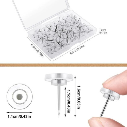 Transparent Push Pins - Unspecified - 16 mm - 100 Pcs - Plastic and Steel - Effective Fixing 2