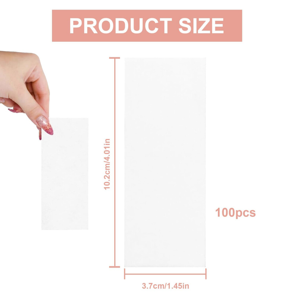 Makoto Nobu 100Pcs Professional Paper Wax Waxing Strips, Hair Removal Strips For Women Men Facial Body Arms Legs Hair Cleaning And Remover (3.810Cm, 1.6 X 3.9 I