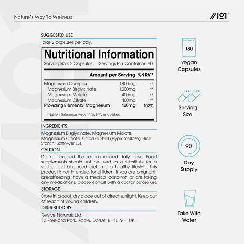 Magnesium Glycinate 3-in-1 Complex – 1800mg Supplements as 2