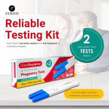FERRIS Midstream Pregnancy Tests – 2 Pack | Early Detection HCG Home Test Sticks | Fast, Clear Results in Minutes | Over 99% Laboratory Accuracy | E