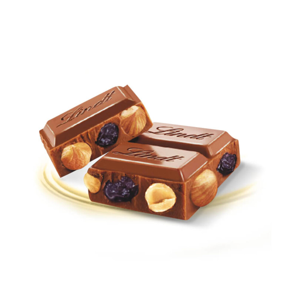 Lindt Swiss Milk Chocolate Hazelnut And Raisin Gold Bar 300 G