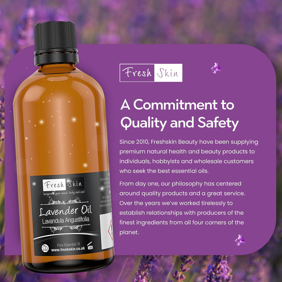 Freshskin Beauty Ltd Lavender | Essential Oil - 100Ml - 100% Pure & Natural Essential Oils - Oil For Sleep, Aromatherapy, Diffusers For Home