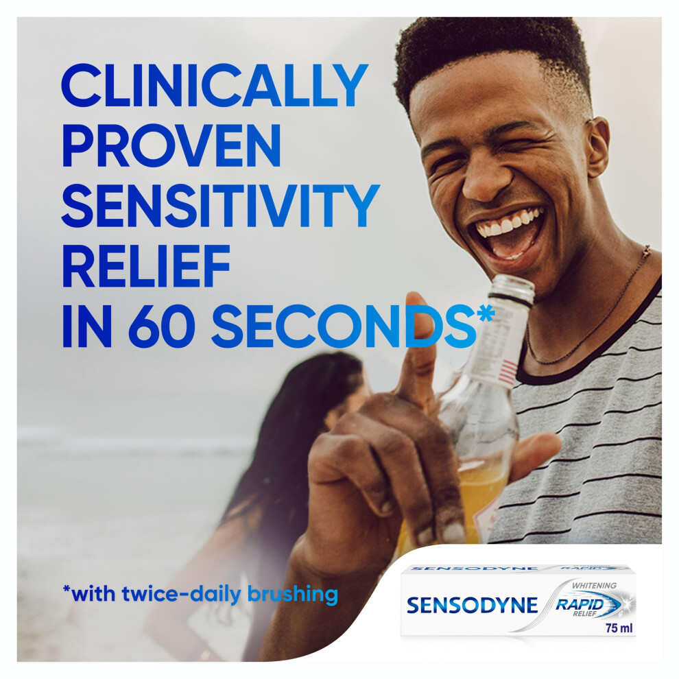 Sensodyne Toothpaste Rapid Relief, Teeth Whitening Toothpaste That Provides Relief From Sensitive Teeth, 75Ml