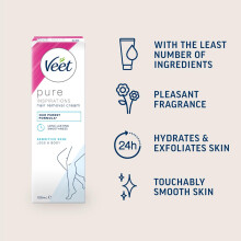 Veet Hair Removal Cream, Legs & Body, Sensitive Skin, 100ml each (pack of 2, 200ml)