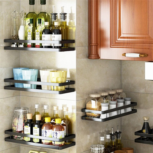 Spice Rack Kitchenware Wall-Mounted Punch-Free Household Spice Rack Spice Storage Drain Rack B 1