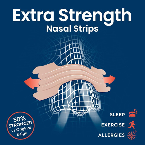 Breathe Right Extra Strength Beige 44 Pieces, Nasal Strips for 2