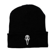 Bestickte Strickmütze für Herren, Halloween-Cosplay, warme Mütze, Skullies