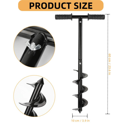 Fence Post Auger,Post Hole Digger Hand Drill, 10X60cmPost Hole Digger with Non-S 1