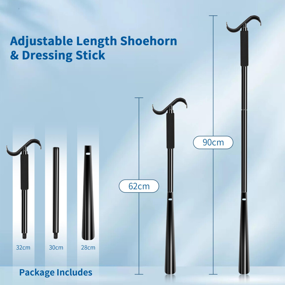 Kekoy 35.5 Inch Dressing Stick With Shoe Horn, Extra Long Dressing Aids For The Elderly To Put On And Take Off Shoes And Clothes While Sitting Or Sta