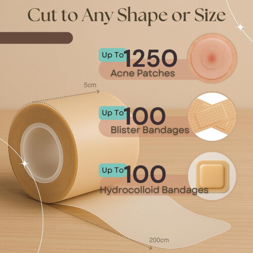 Hydrocolloid Roll 5cm x 2m – Cut-to-Size Waterproof Dressing – 1