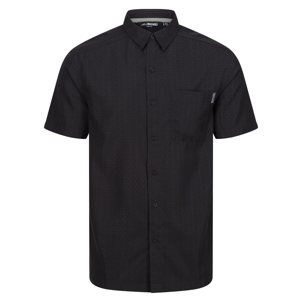 Regatta (S, Ash/Black) Mens Mindano Viii Patterned Short-Sleeved Shirt Black