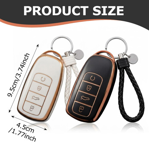 2 Pack TPU Car Key Covers with Lanyards for 4-Button Key Fobs 1