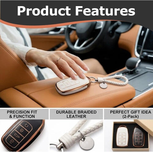 2 Pack TPU Car Key Covers with Lanyards for 4-Button Key Fobs 2