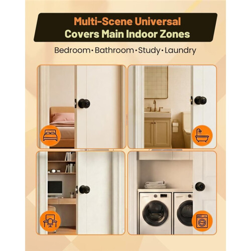 2Pack Door Knobs, Privacy Door Knobs Interior Door Knob for Bedroom/Bathroom Keyless Doorknobs Interior/Exterior Lock 2