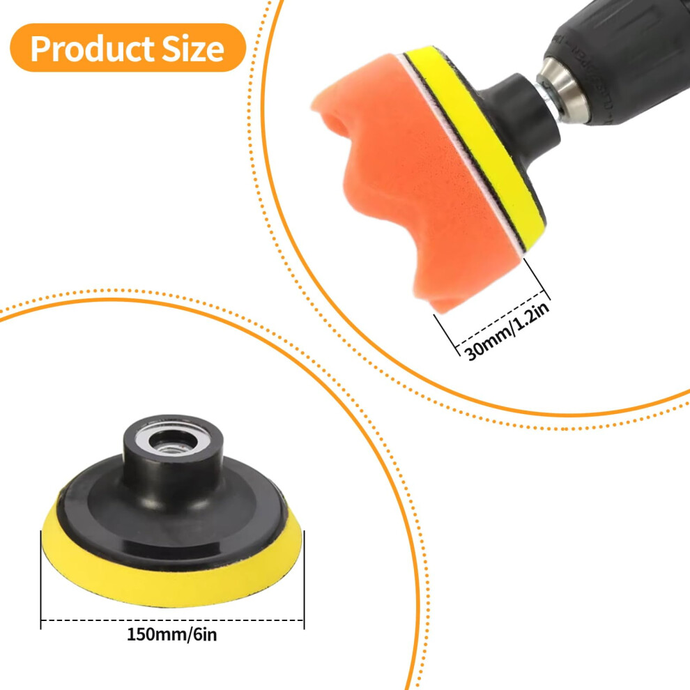 12-Piece Polishing Kit, 6 Inch /150Mm Car Polishing Pads For Drill, Wax Buffing Pads, Car Foam Polishing Pads For Drill Buffer Polisher Attachment 8329645868670