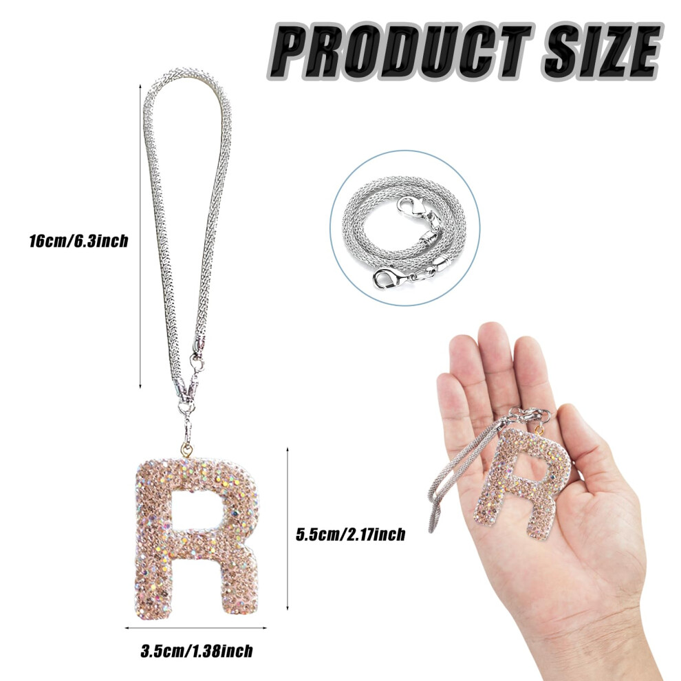 Bling Car Letter Charm, Car Rear View Mirror Ornament, Diamond Cars Accessories, Rhinestone Auto Mirror Hanging Decor For Women, Rearview Mirror Acce 8066394479558