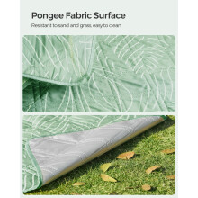 SONGMICS Picnic Blanket, 300 x 200 cm, with 4 Ground Pegs, Large Picnic Mat for Beach Park, Waterproof Layer, Machine Washable, Foldable, Leaf Patter