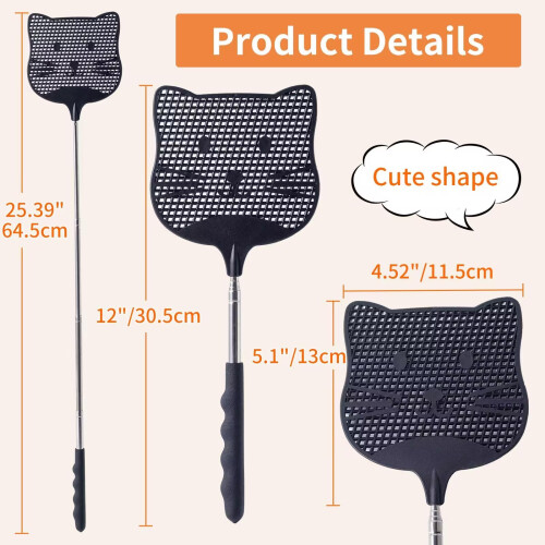 Staruby 2 Pack Extendable Fly Swatter, 25 inch Long Handle Flyswatters 1