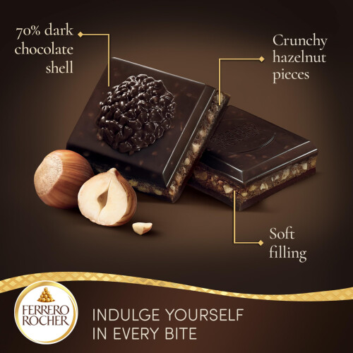 Ferrero Rocher Original Dark Chocolate Bar with Hazelnuts, 90g 2