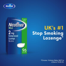 Nicotinell Mint Lozenge 2mg (96 Lozenges), Stop Smoking Aid, Sugar Free Nicotine Lozenges, Fresh Mint Flavour, 2mg Extra Strength for Heavy Smokers,