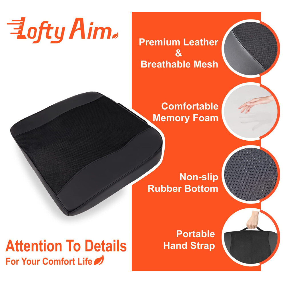 Lofty Aim Car Seat Cushion, Comfort Memory Foam Car Cushions For Driving - Sciatica & Lower Back Pain Relief, Driver Seat Pillow For Vehicles, Office 3370622622957
