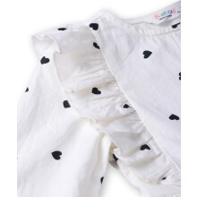 (12-18 Months, White) Beebay jurk met knoopsluiting en hartjesprint, wit