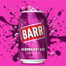 BARR 24 Pack Sparkling Raspberryade, Zero No Sugar Raspberry Flavoured Fizzy Drink, Sparkling Fizzy Pop, 24 x 330ml Cans
