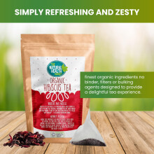 Organic Hibiscus Tea Bags 50 Count – Compostable Pyramid Bags – Soil Association Certified – Natural Hibiscus Powder – Made in Britain by The