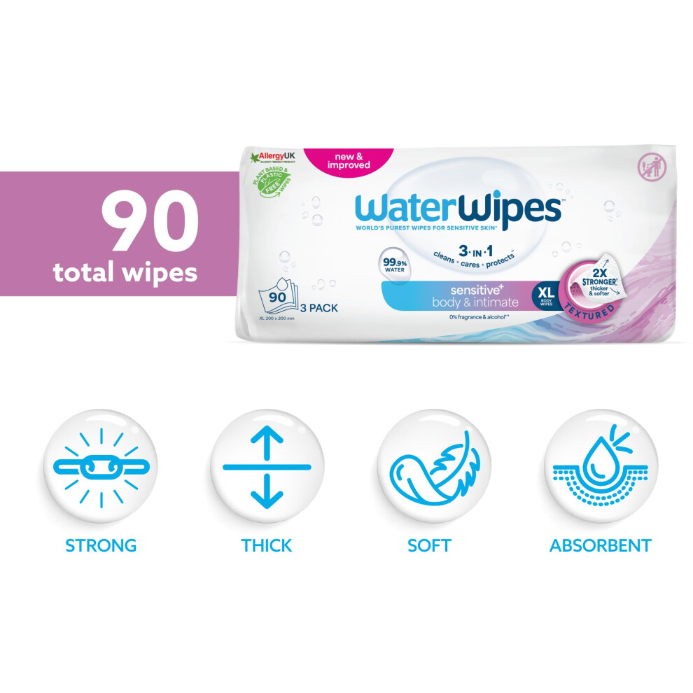 Waterwipes Sensitive Body Intimate Cleansing Wipes 999 Purified Water
