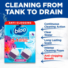 Bloo 3in1 Toilet Blocks Pack of 2 Limescale Remover Cistern Cleaner wi