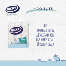 Nicky Elite Scented Toilet Tissue 45 Rolls of White Toilet Paper 168