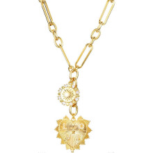 4555cm Dikke gouden ketting voor dames, ketting met hartvormige hangers en zonnebloemmotief, modieuze hiphop choker, cadeau