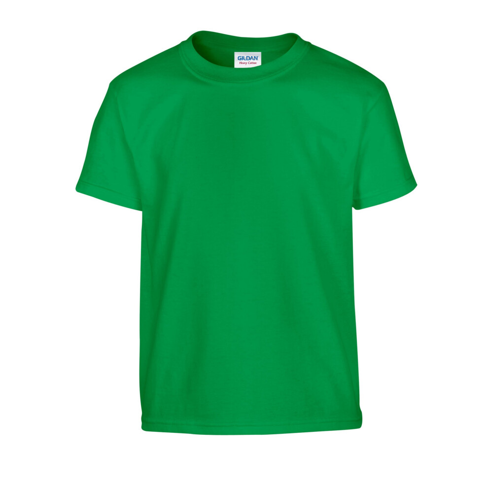 Gildan (7-8 Years, Irish ) Childrens/Kids Plain Cotton Heavy T-Shirt Green