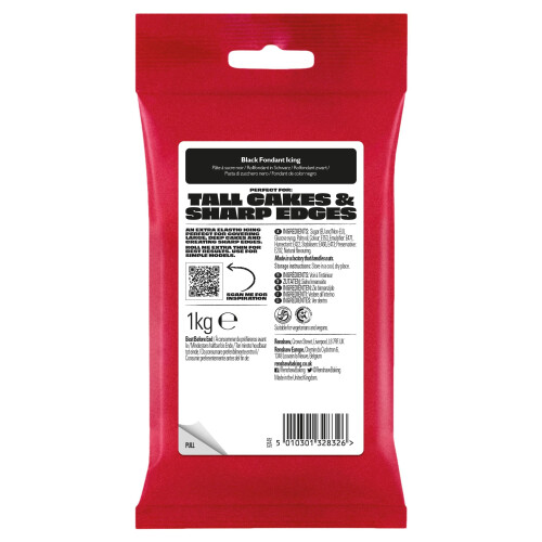 Renshaw Black Extra Stretch, Smooth & Thin Fondant Icing, 1 kg (Pack of 1) 1