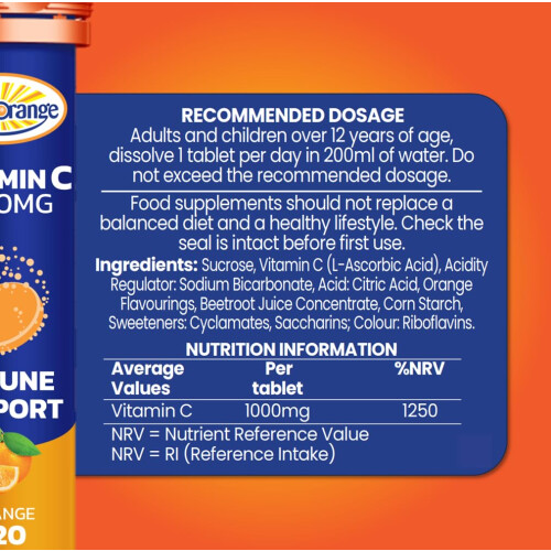 Haliborange Seven Seas Effervescent Vitamin C Tablets, Orange, 20 count 2
