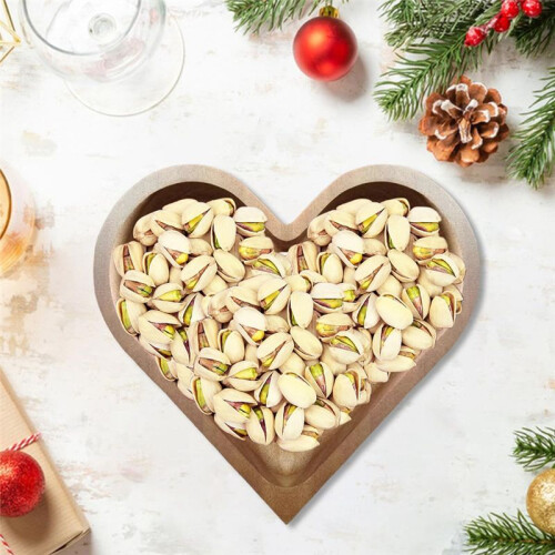 Heart Shaped Wooden Bowl Decorative Fruit Tray Stackable Snack Dessert Plate 1